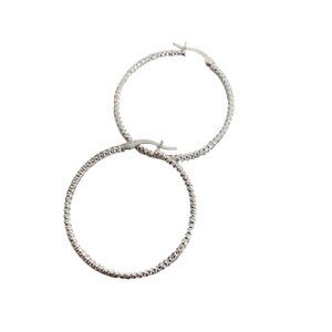 Textured sterling silver hoops signed BS Hammered 1.5"